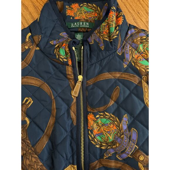 Lauren Ralph Lauren Vintage Equestrian Themed Puffer quilted Vest Womens Size L - Picture 2 of 8